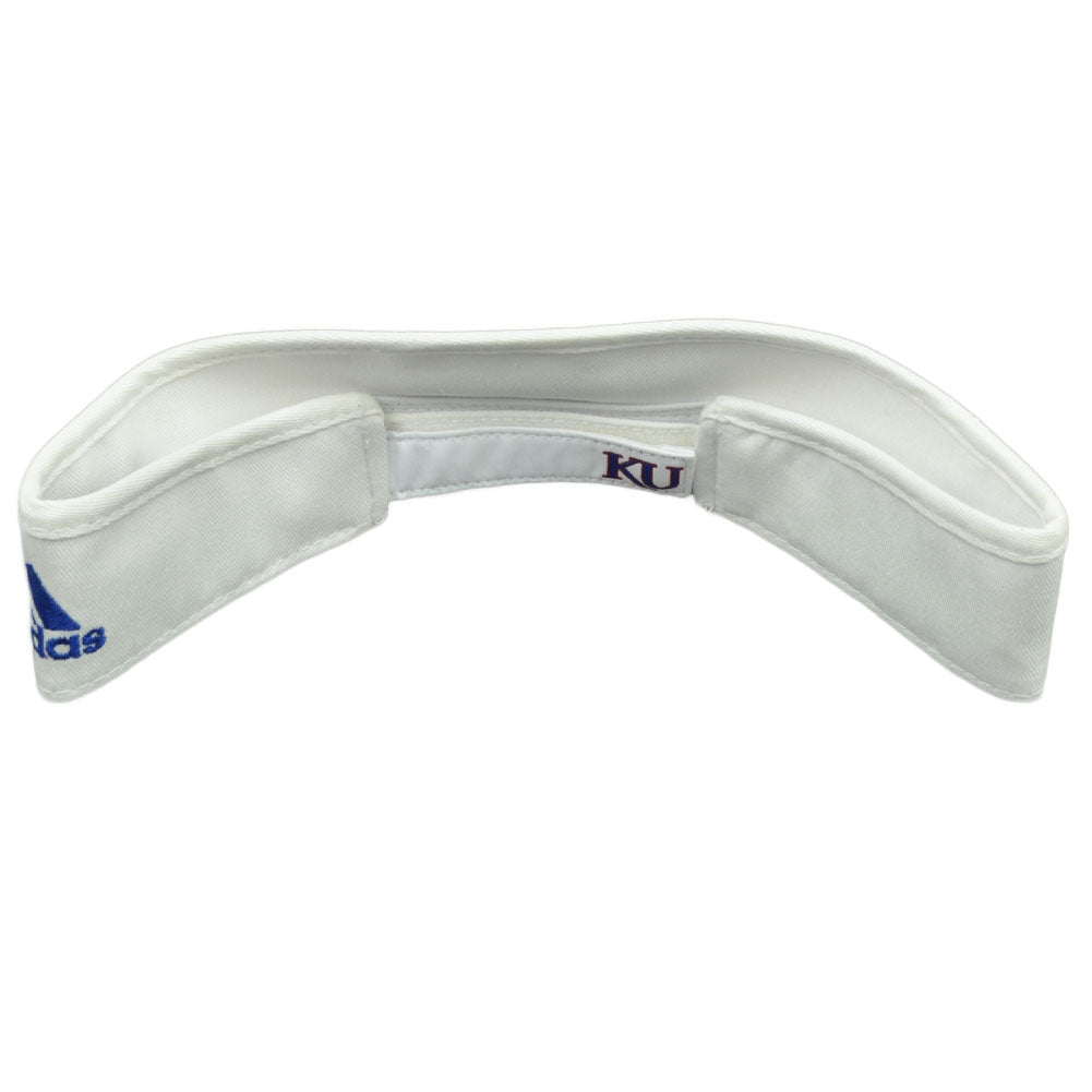 NCAA Kansas Jayhawks White Wide Brim Climalite Adidas Sun Visor Hat Adjustable