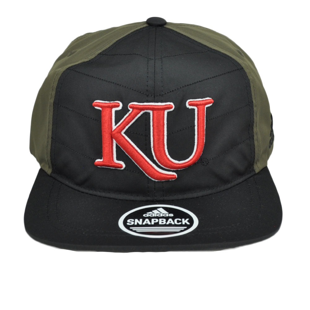 NCAA Adidas Kansas Jayhawks 4398VZ 2 Tone Green Black Snapback Flat Bill Hat Cap