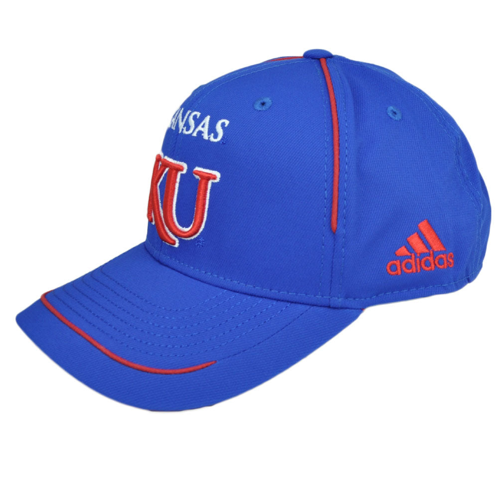 NCAA Kansas Jayhawks 155VZ Structures Blue Adjustable Hat Cap Curved Bill Adidas