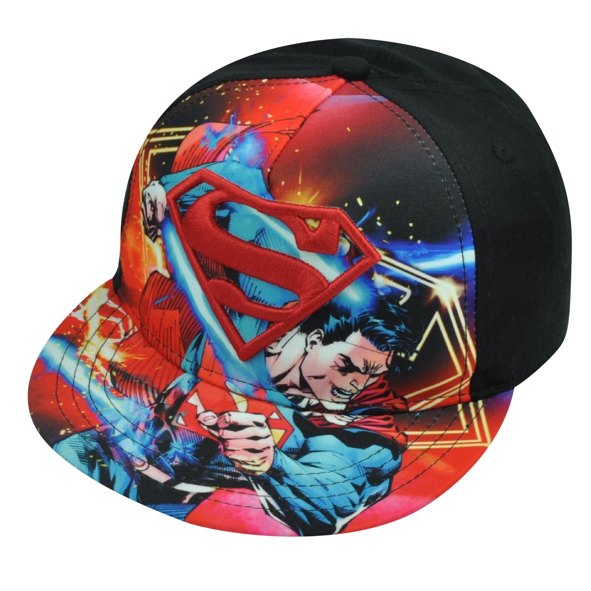 Superman DC Comics Book Super Hero Snapback Flat Bill Cartoon Black Hat Cap