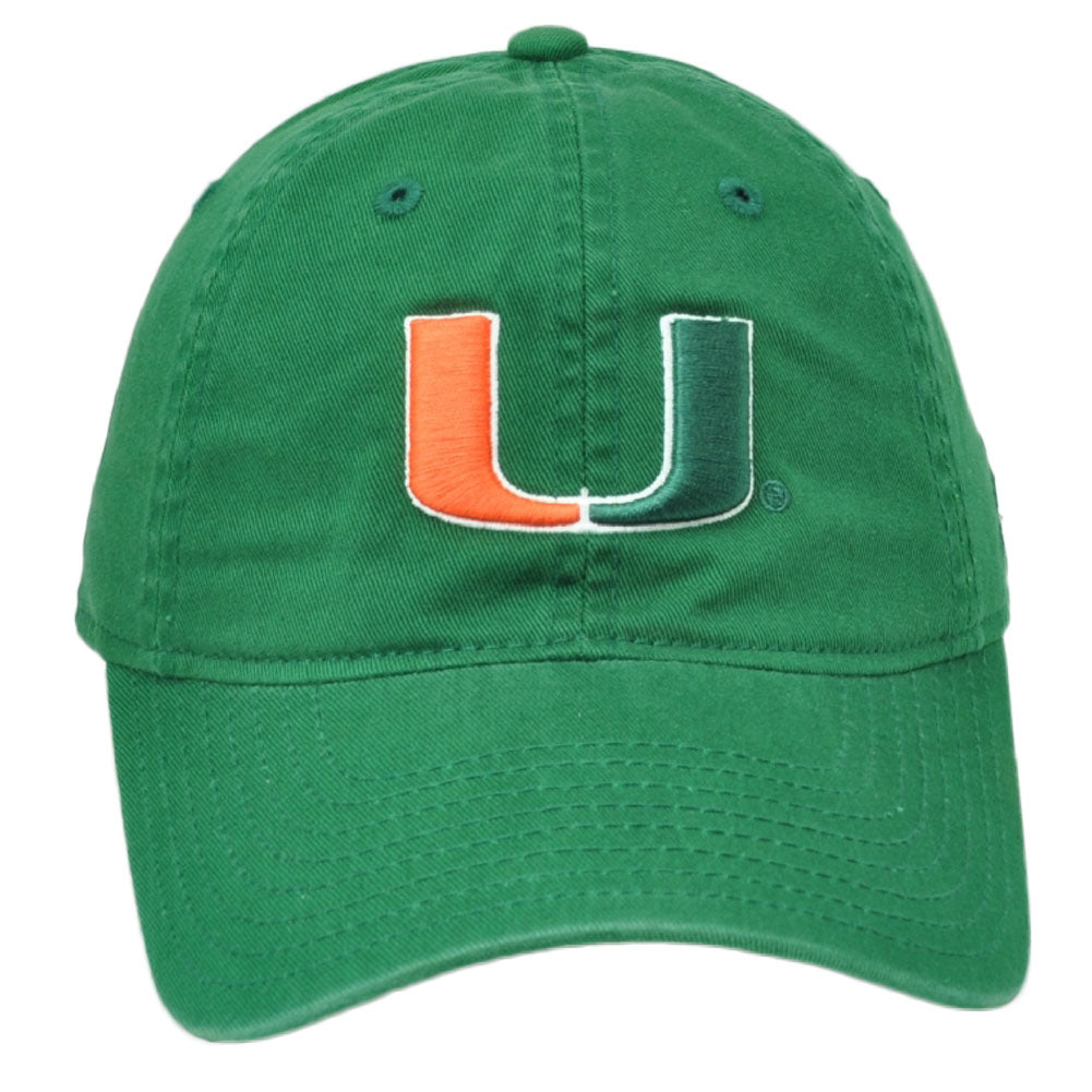 NCAA Adidas Miami Hurricanes Relaxed Slouch Hat Cap Green Curved Bill Canes