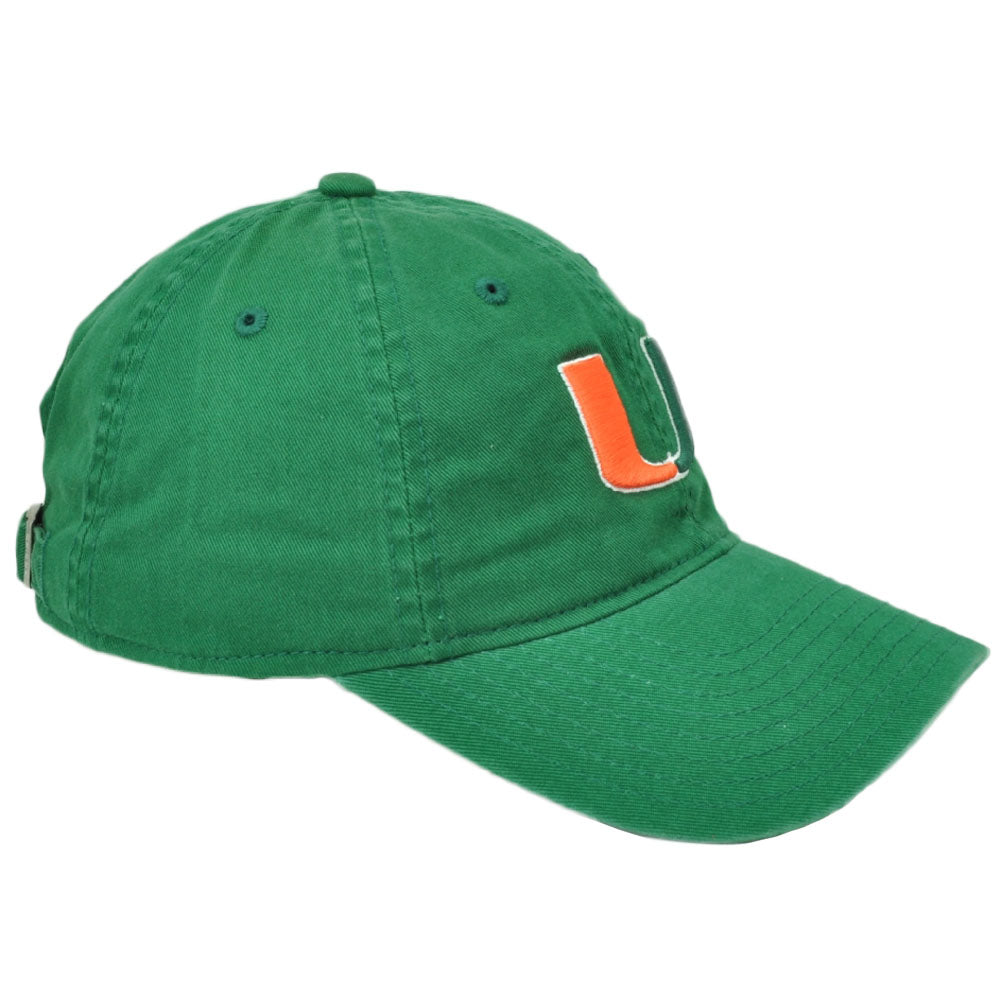 NCAA Adidas Miami Hurricanes Relaxed Slouch Hat Cap Green Curved Bill Canes