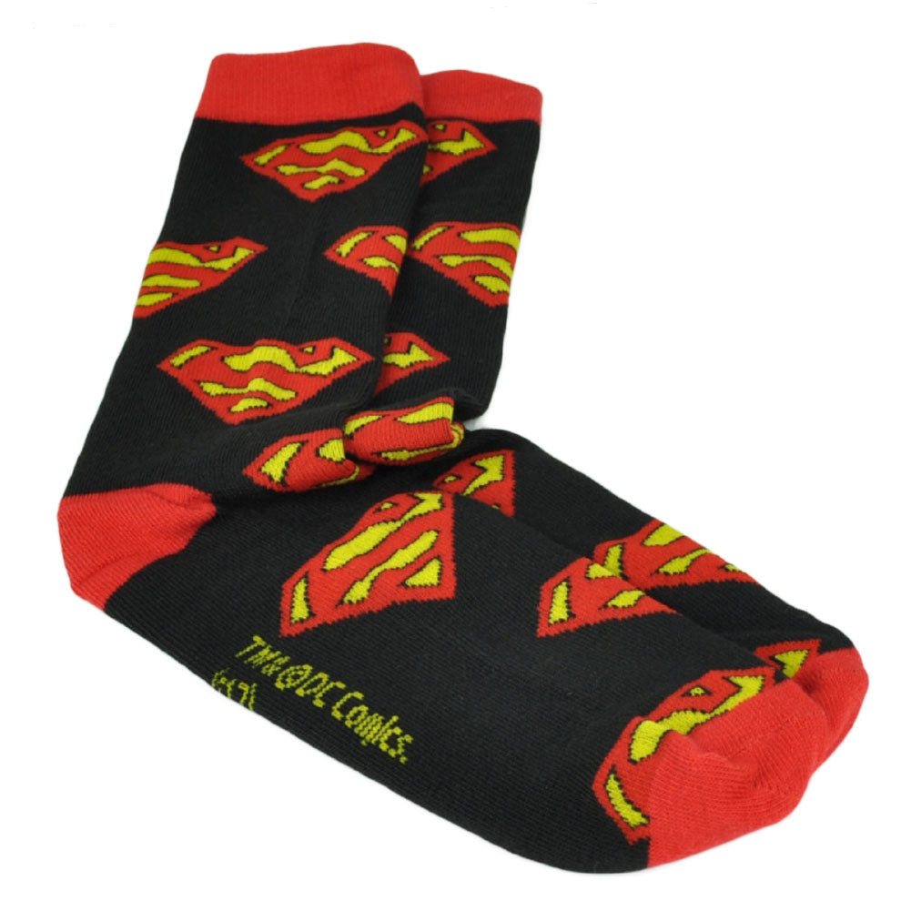 DC Comics Superman Super Hero 2 Pairs Long Socks Mens Shoe Size 6-12 Warner Bros