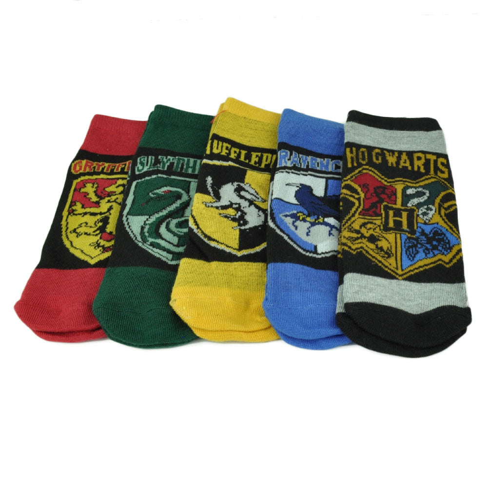 Harry Potter Gryffindor Slytherin Hufflepuff Raven Claw Hogwarts 5 Pair Socks