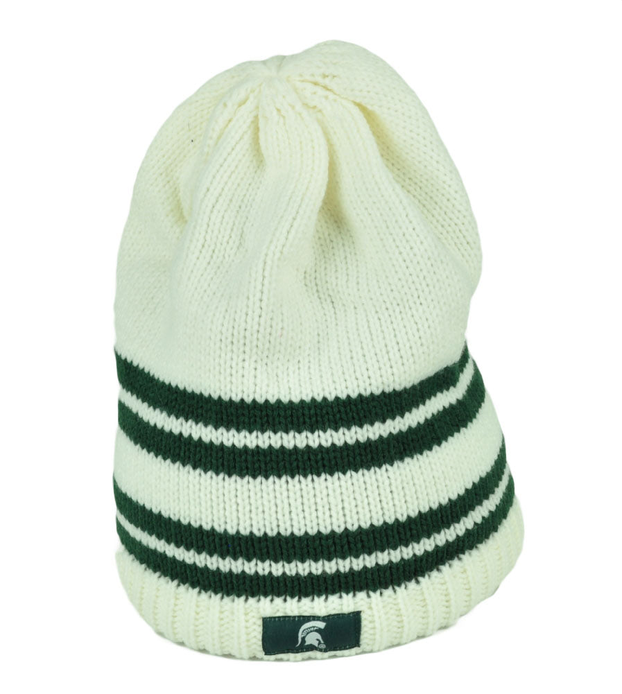 NCAA Michigan State Spartans White Green Knit Beanie Toque Womens Ladies Cuffles
