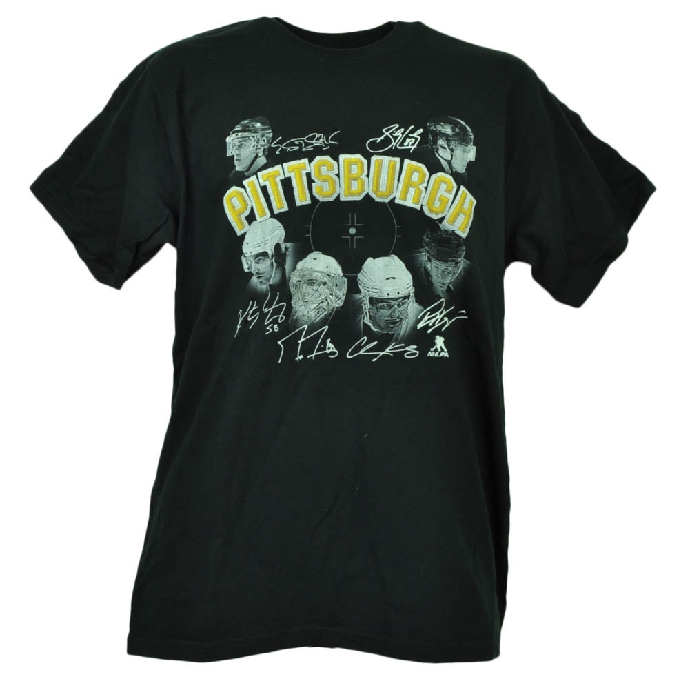 Pittsburgh Penguin Tshirt Tee Players Signatures Letang Crosby Black Mens Hockey