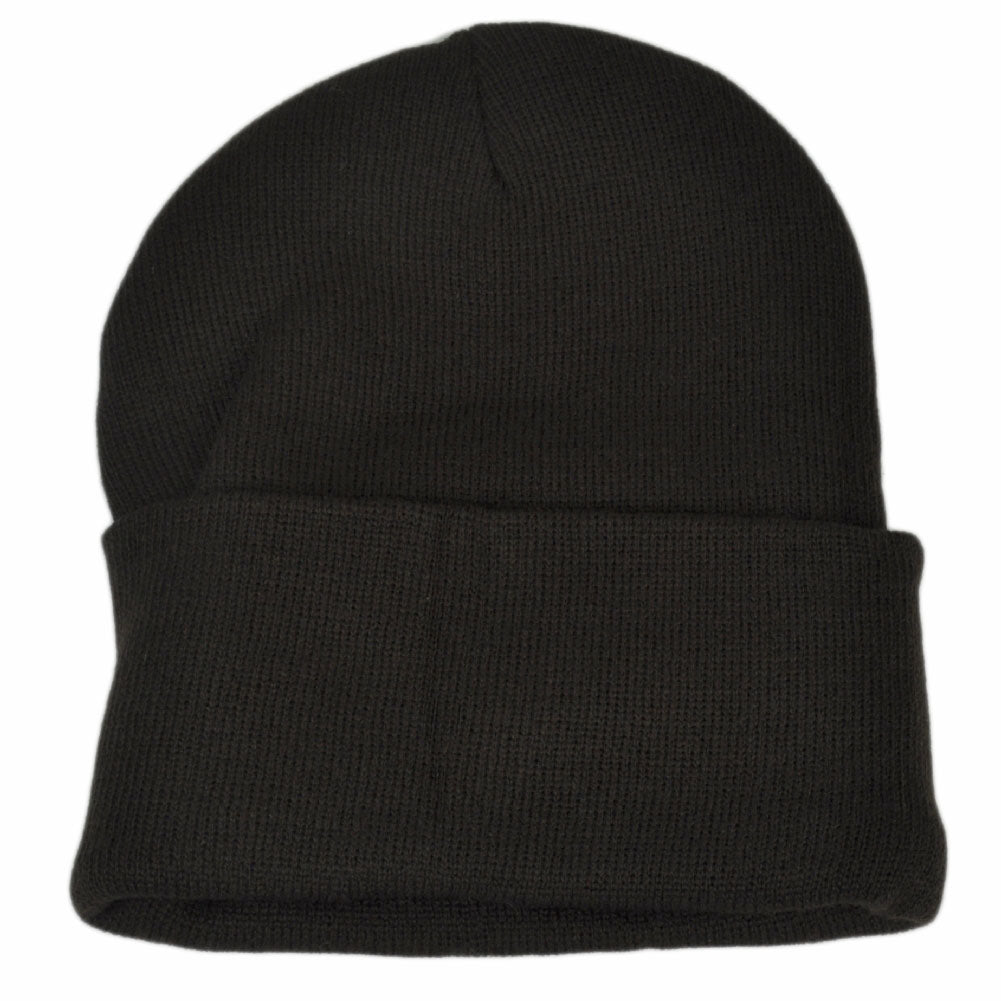 Brown Plain Blank Solid Cuffed Knit Beanie Toque Hat Winter Thick Skully Cold