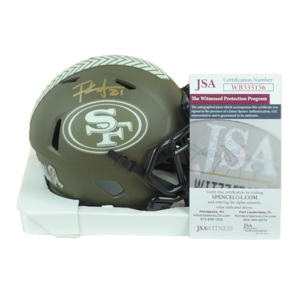 NFL San Francisco 49ers Frank Gore Signed Autograph Mini Helmet Salute Service