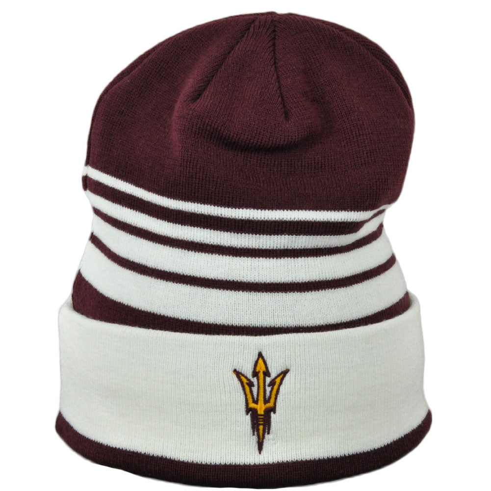 NCAA Adidas Arizona State Sun Devils KW70Z Cuffed Knit Beanie Hat Burgundy White