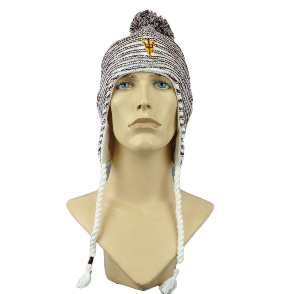 NCAA Adidas Arizona State Sun Devils KR49W Lap Lander Knit Beanie Ear Flap White