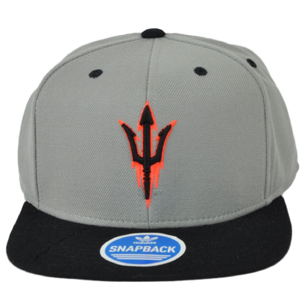 NCAA Adidas Arizona State Sun Devils NK56Z Gray Neon Logo Flat Bill Snapback Hat