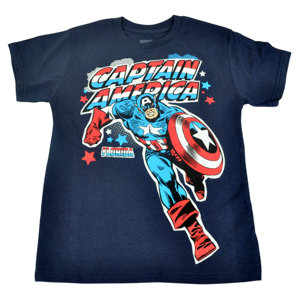 Official Disney Marvel Comics Captain America Florida Mens Tshirt Tee Navy