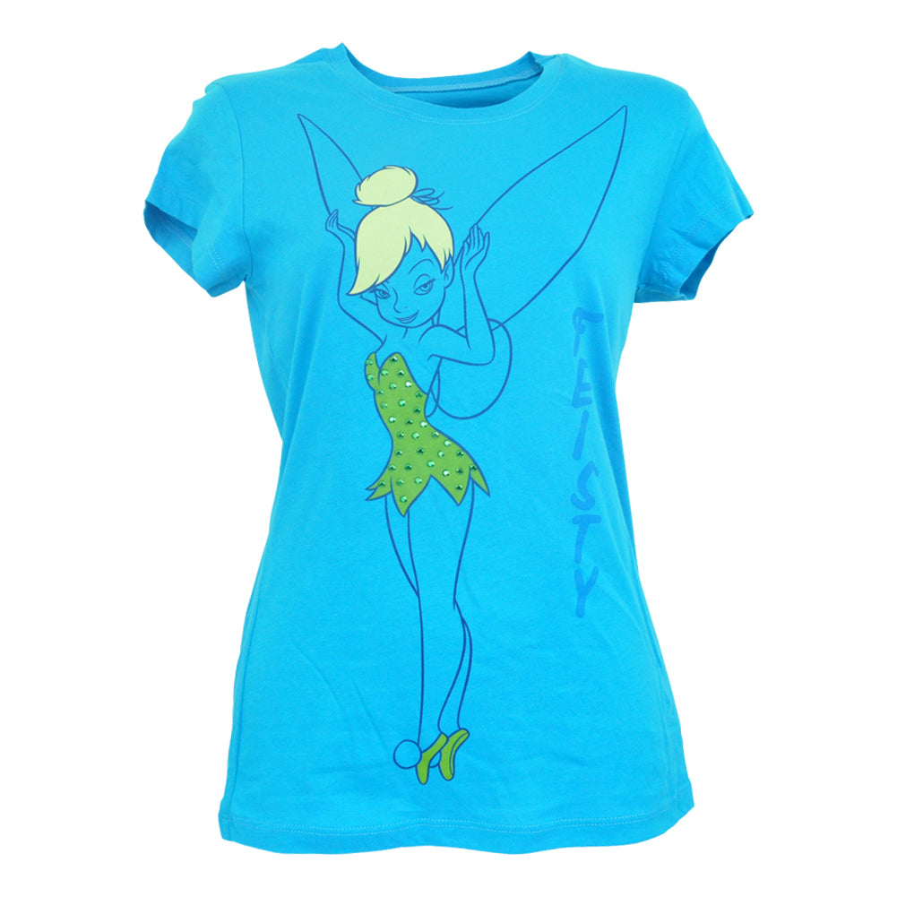 Official Disney T-Shirt Tee Womens Magical Tinker Bell Fairy Fiesty Rhinestone