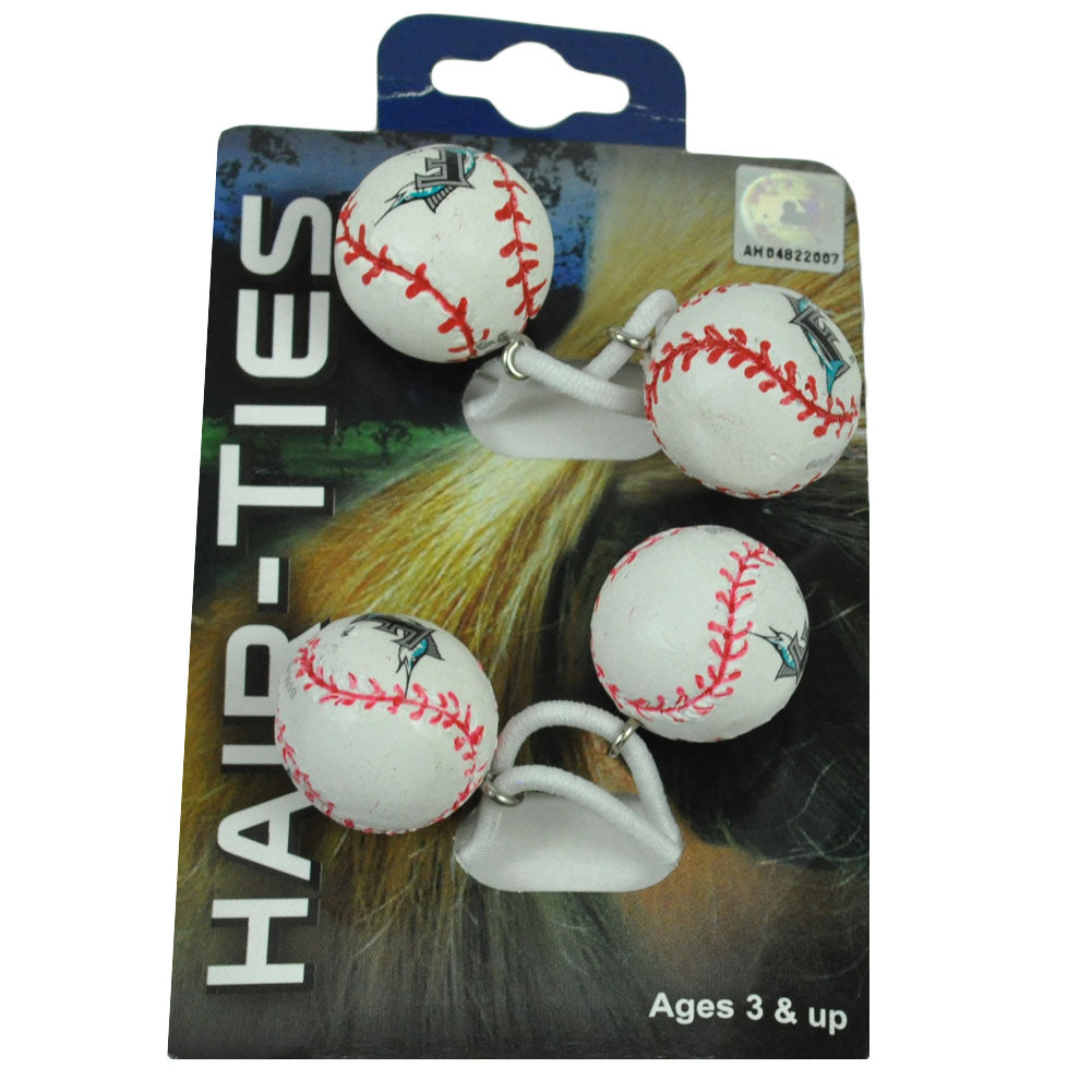 MLB Florida Marlins 2 Girls Baseball Shape Hair Ties Scrunchie Hair Accessories