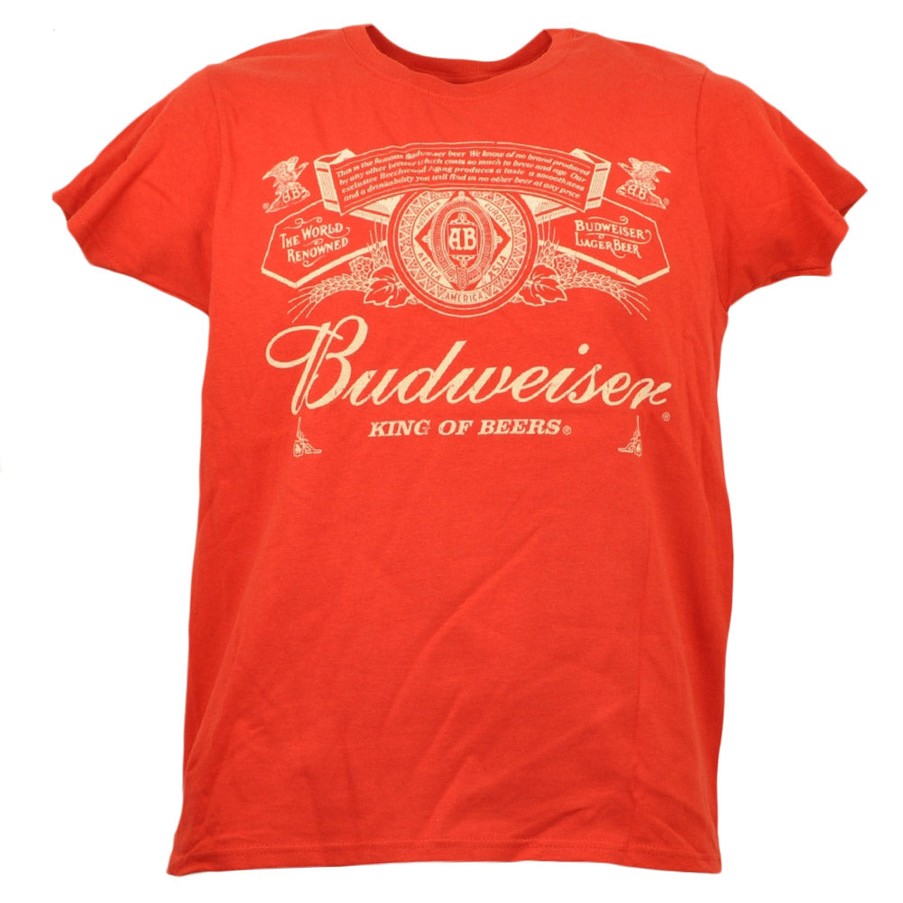 Budweiser Lager Beer Tshirt Tee Womens Ladies Red Drink Short Sleeve Alcohol