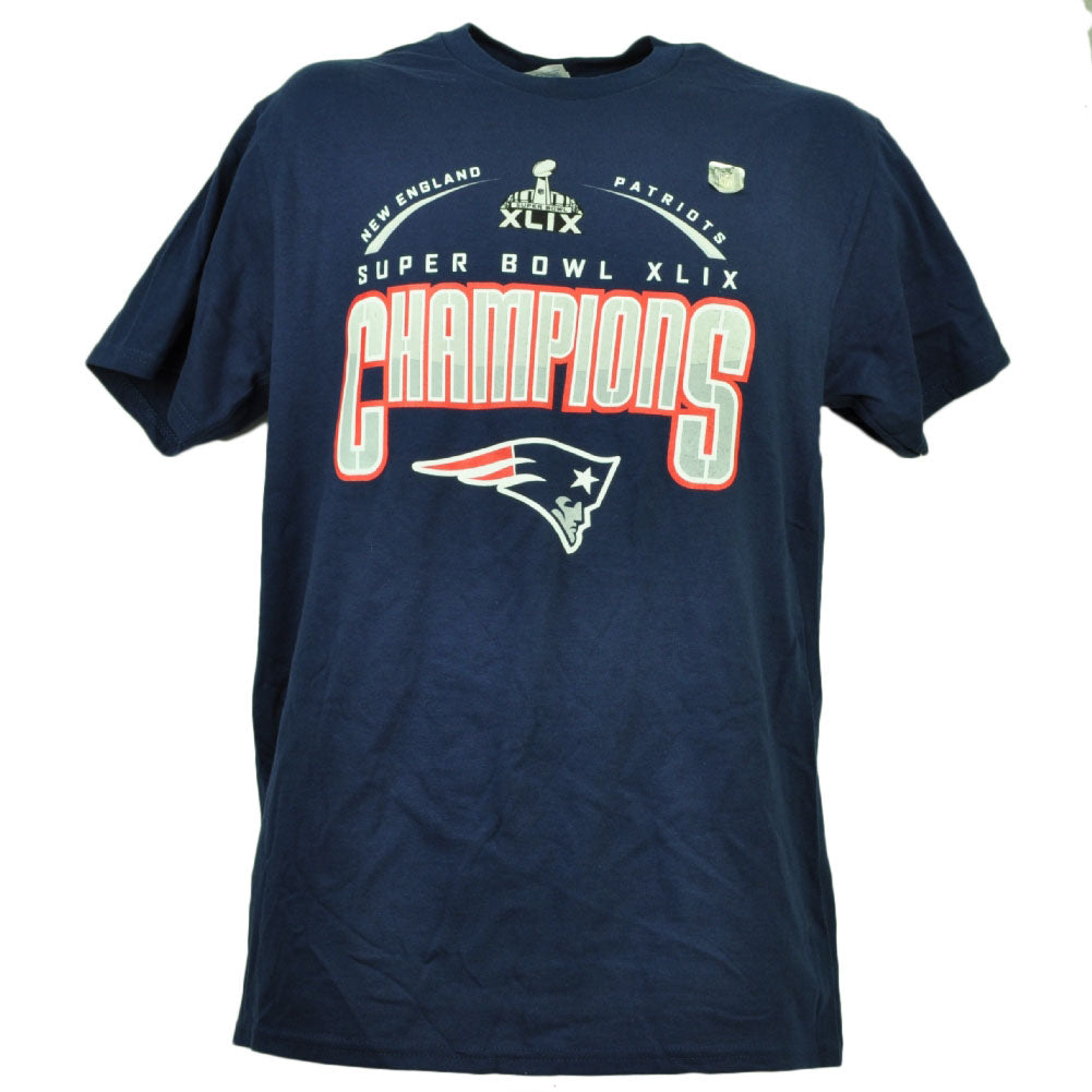 New England Patriots Super Bowl XLIX Champions Navy Blue Mens Tshirt Tee