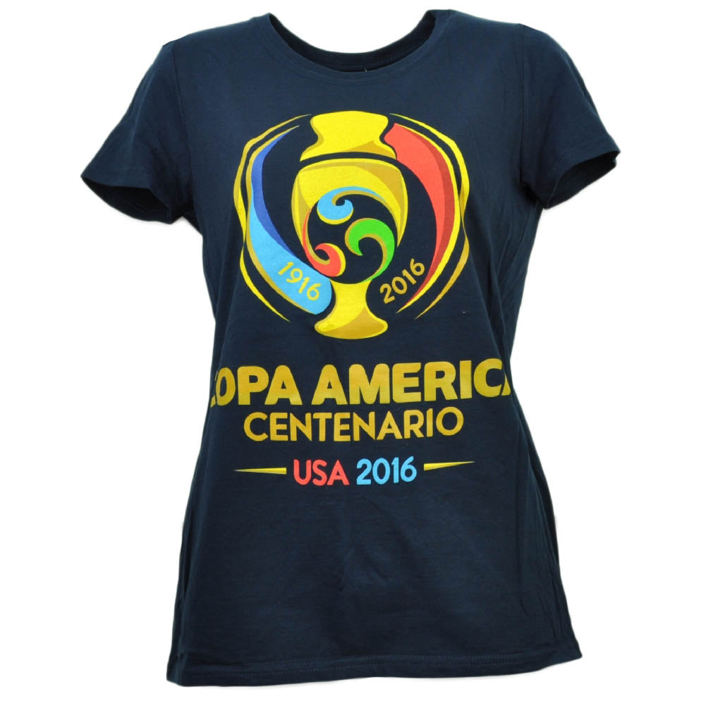 Copa America Centenario USA 2016 Tshirt Tee Soccer Futbol Womens Navy Blue MED