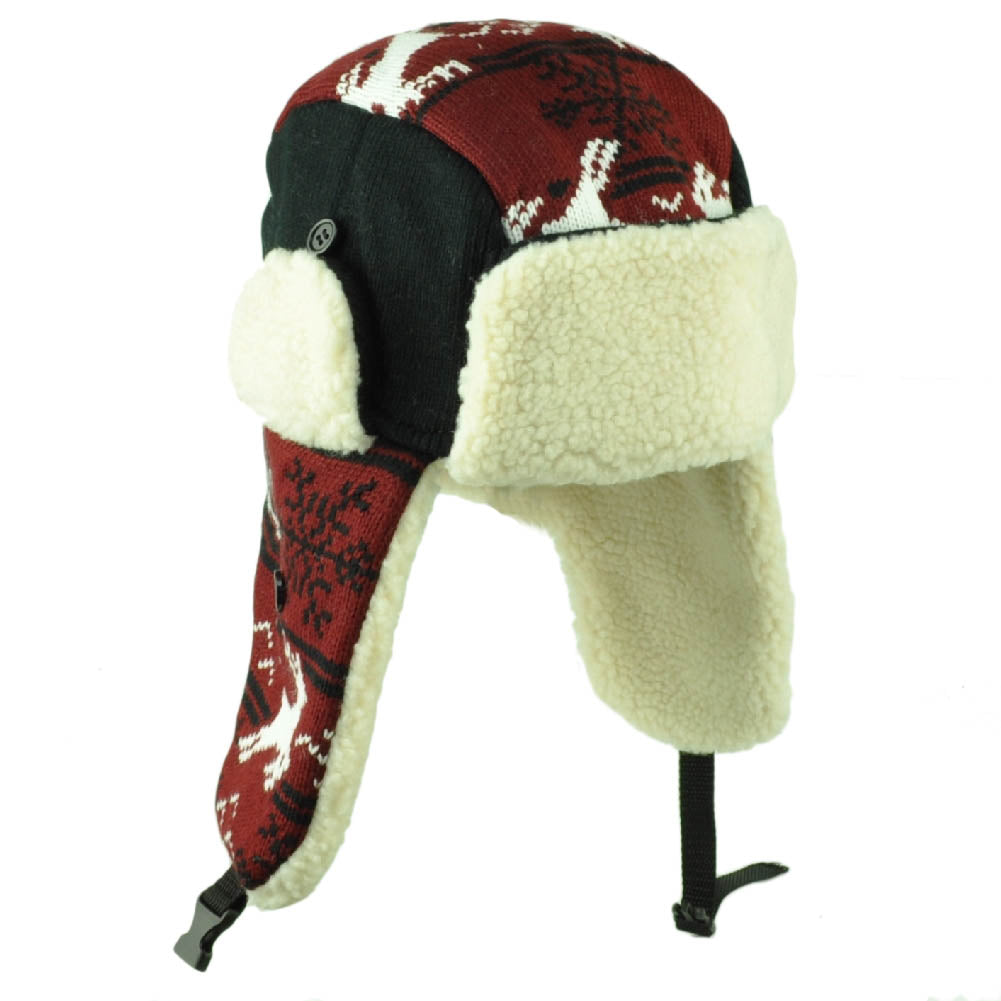 Alabama State Trapper Aviator Knit Beanie Fleece Nordic Hat Burgundy Ear Flap