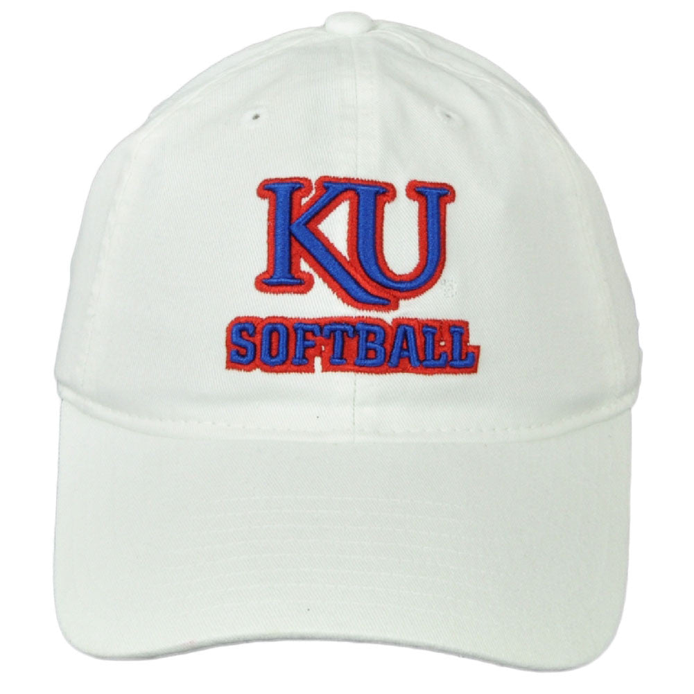 NCAA Adidas Kansas Jayhawks E2461 Softball Hat Cap Curved Bill White Relaxed