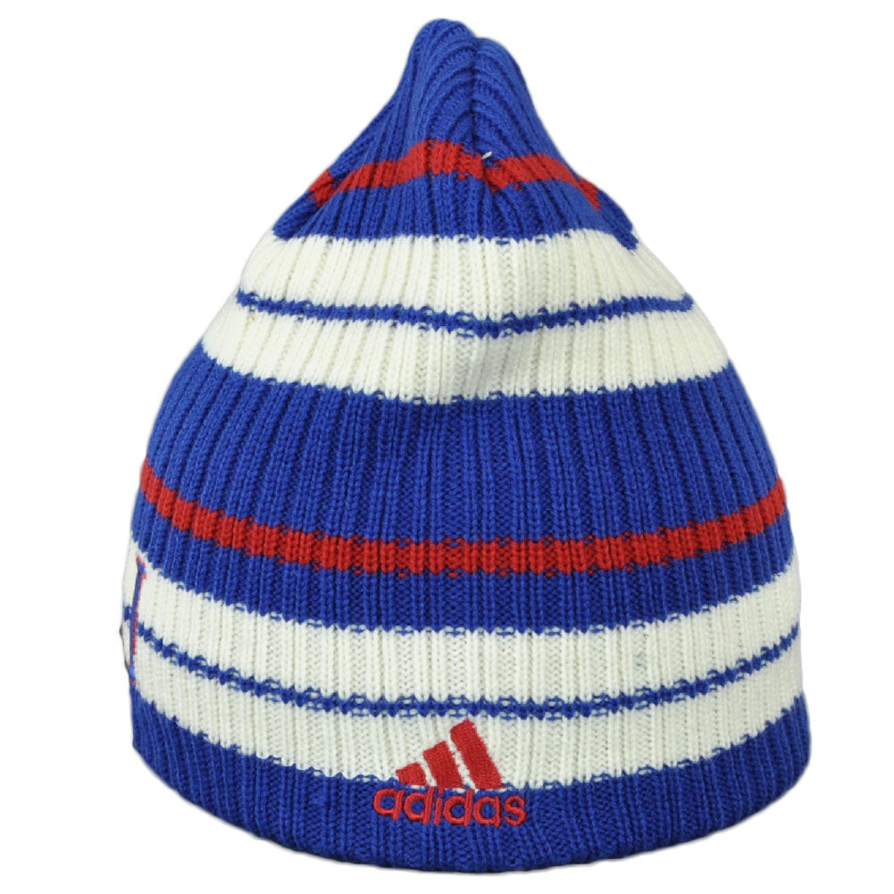 NCAA Adidas Kansas Jayhawks KU94Z Cuffless Blue Beanie Knit Hat Striped Winter