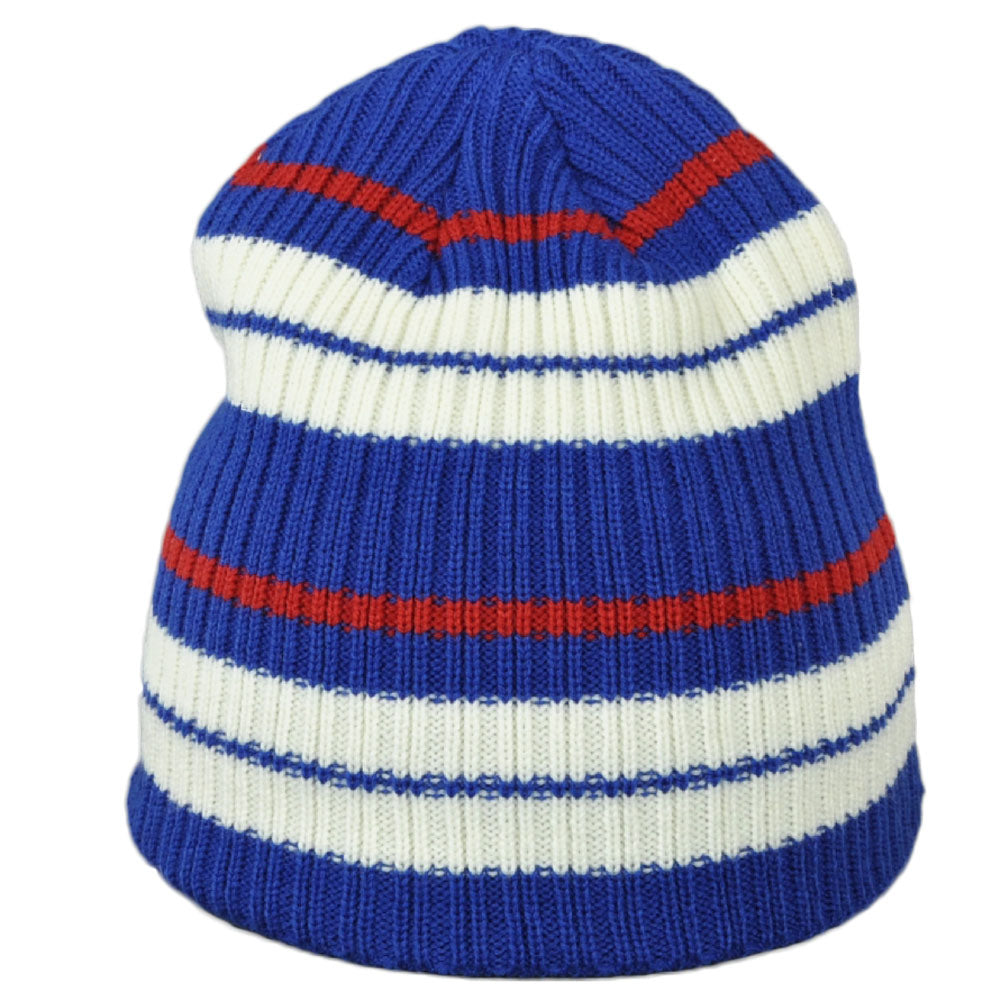 NCAA Adidas Kansas Jayhawks KU94Z Cuffless Blue Beanie Knit Hat Striped Winter