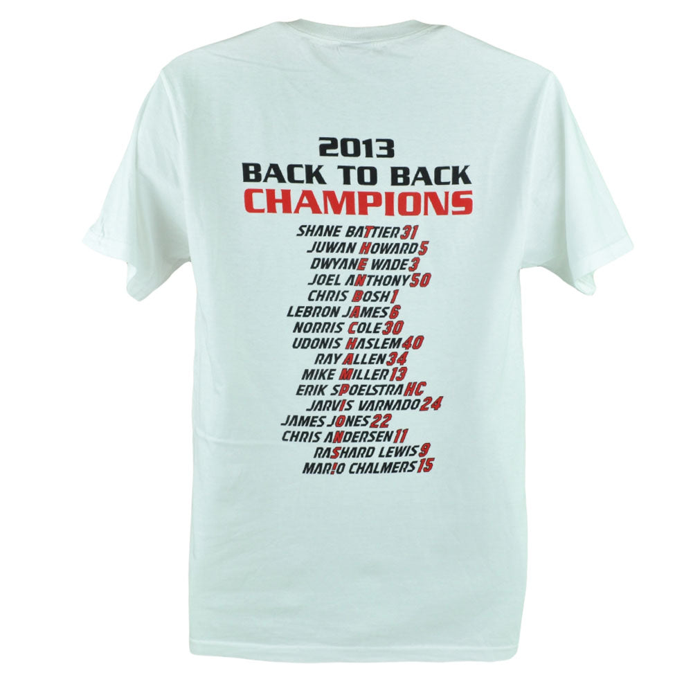 NBA Miami Elite 2013 Back to Back Champions White Adult Support Tshirt Tee