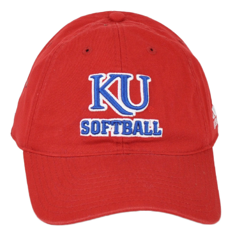 NCAA Adidas Kansas Jayhawks EZ461 Red Relaxed Hat Cap Curved Bill Softball