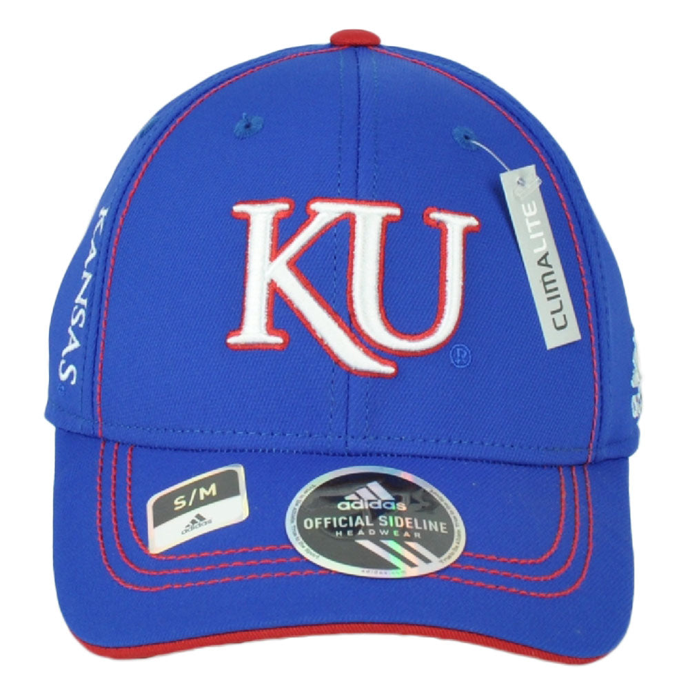 NCAA Adidas Kansas Jayhawks TW36Z Flex Fit Hat Cap Blue Stretch