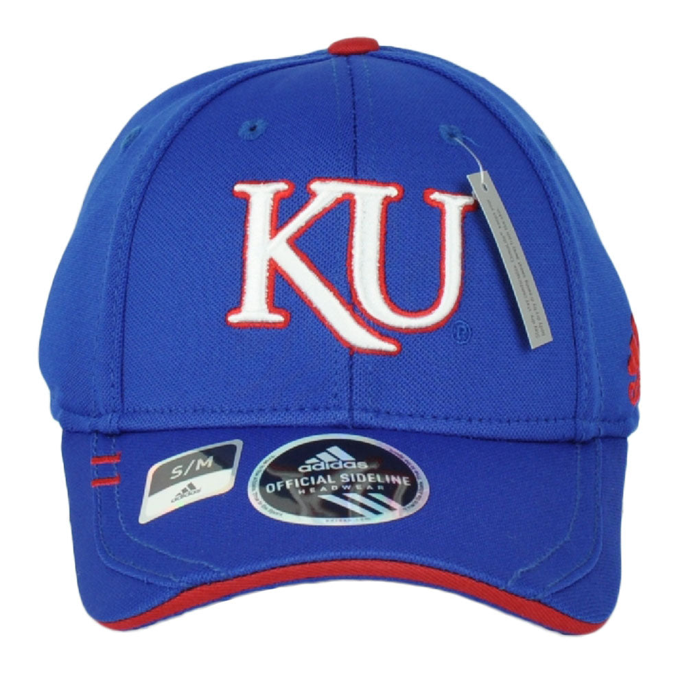 NCAA Adidas Kansas Jayhawks M063Z Flex Fit Hat Cap Blue Stretch