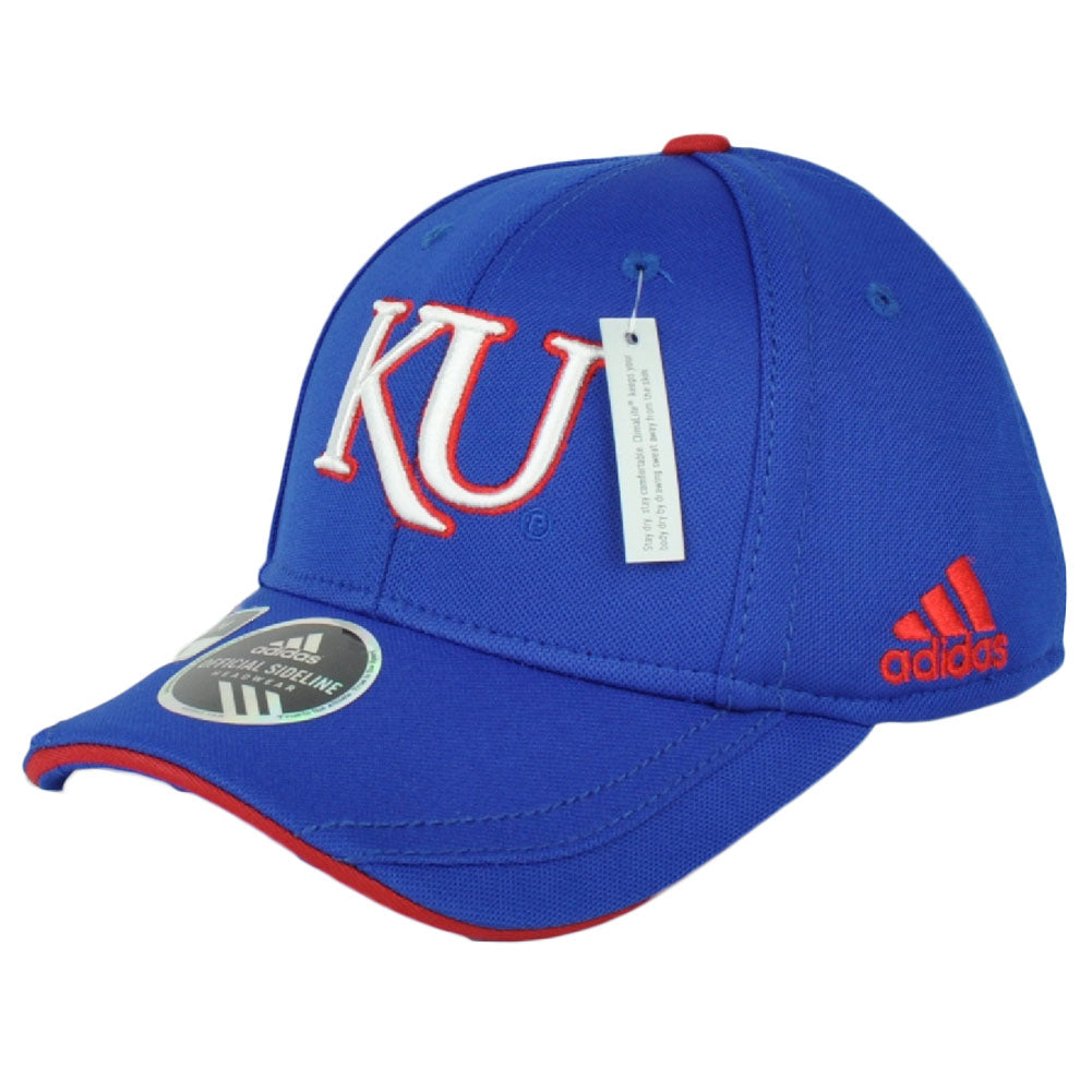 NCAA Adidas Kansas Jayhawks M063Z Flex Fit Hat Cap Blue Stretch