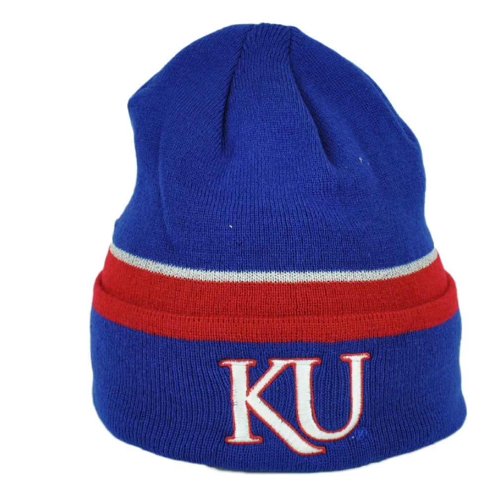 NCAA Adidas Kansas Jayhawks KY27Z Cuffed Blue Beanie Knit Hat Toque Winter