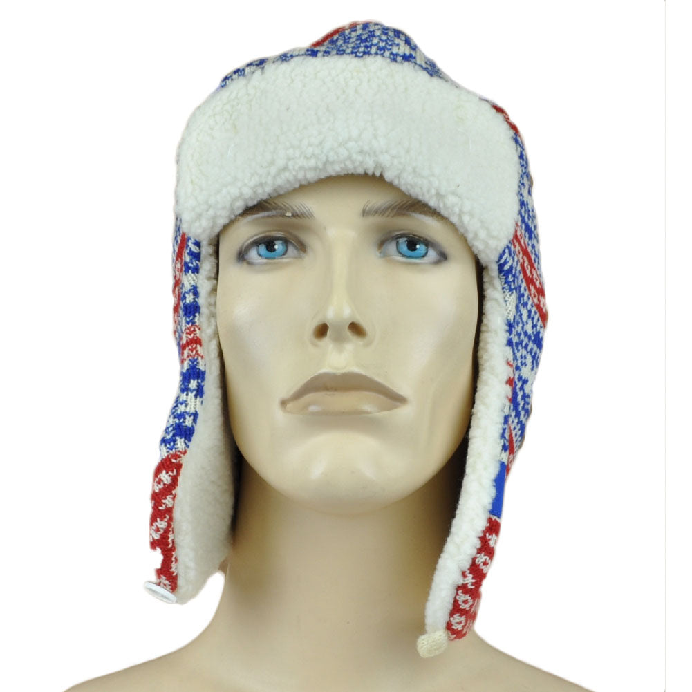 NCAA Adidas Kansas Jayhawks KG60Z Lap Lander Ear Flap Fleece Knit Beanie Winter