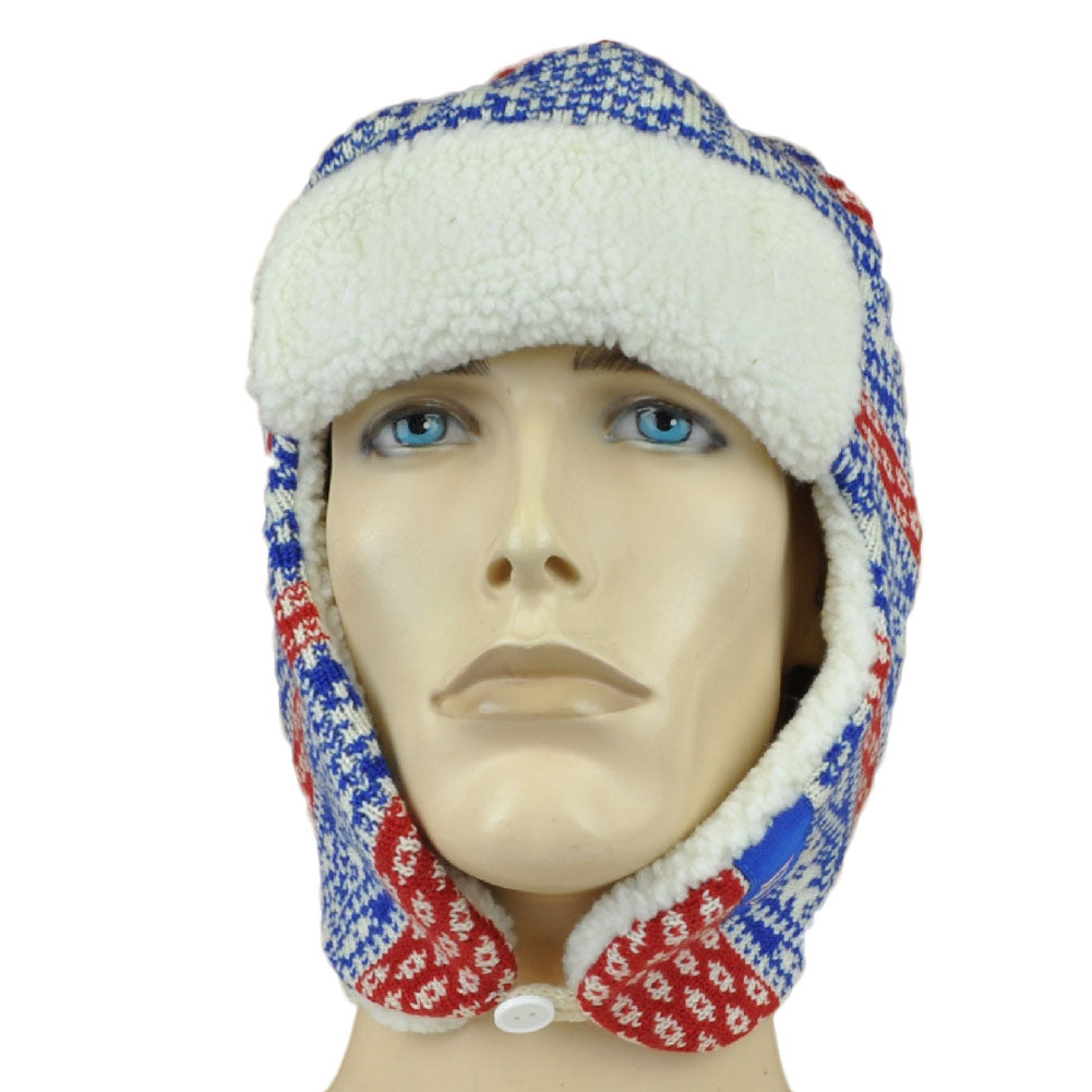 NCAA Adidas Kansas Jayhawks KG60Z Lap Lander Ear Flap Fleece Knit Beanie Winter