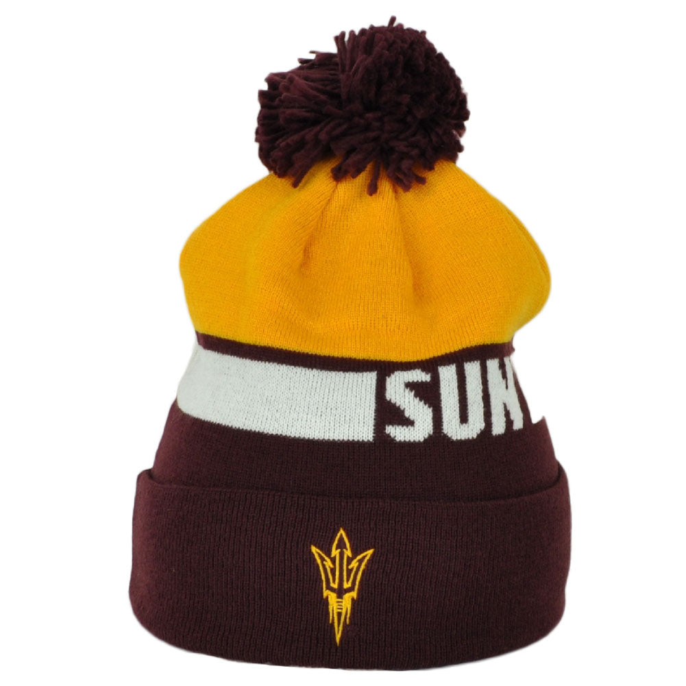 NCAA Adidas Arizona State Sun Devils KW69Z Pom Pom Cuffed Beanie Knit Hat