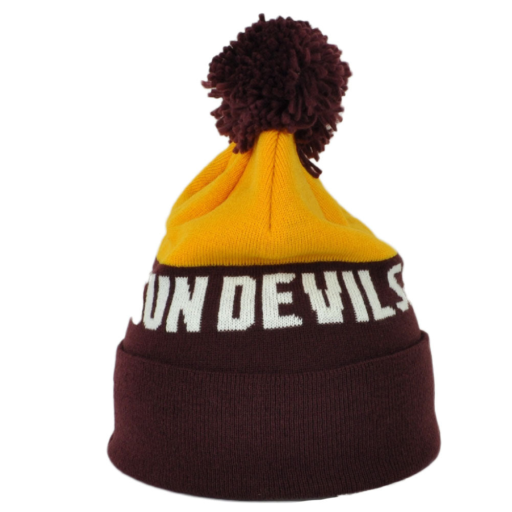 NCAA Adidas Arizona State Sun Devils KW69Z Pom Pom Cuffed Beanie Knit Hat