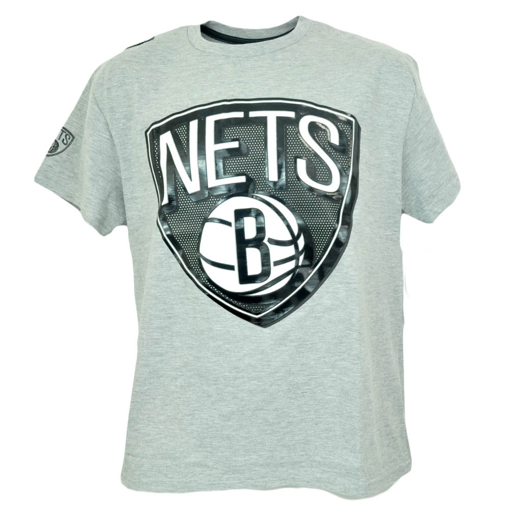 Unk NBA NY Brooklyn Nets Decal Shine Logo Mens Gray Tshirt Basketball Tee