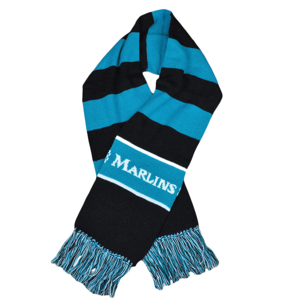 MLB Florida Miami Marlins Striped Knitted Team Scarf Winter Acrylic Gear Black