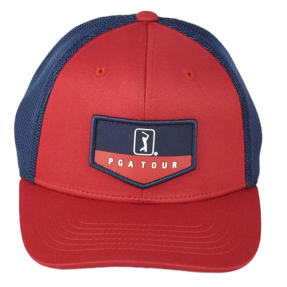 Proseries PGA Tour Golf Professional Mesh Chili Red Blue Snapback Adult Hat Cap
