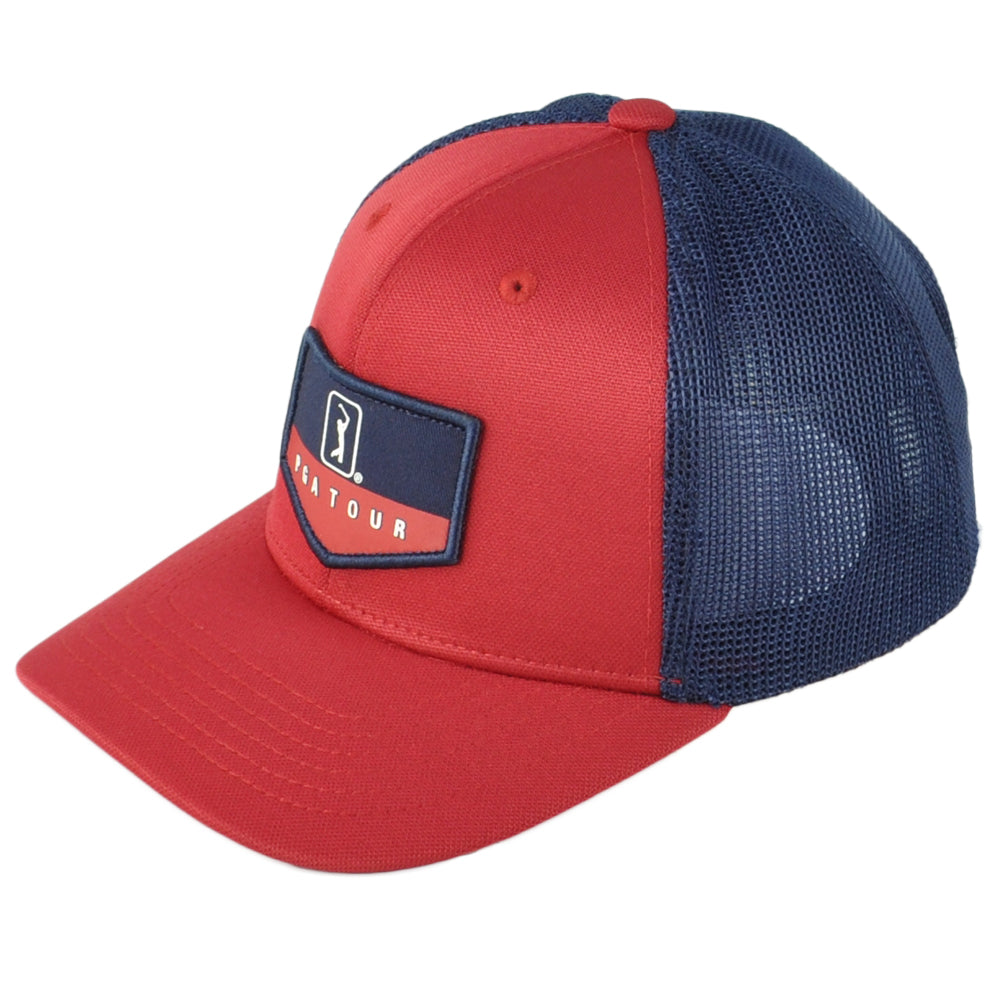 Proseries PGA Tour Golf Professional Mesh Chili Red Blue Snapback Adult Hat Cap