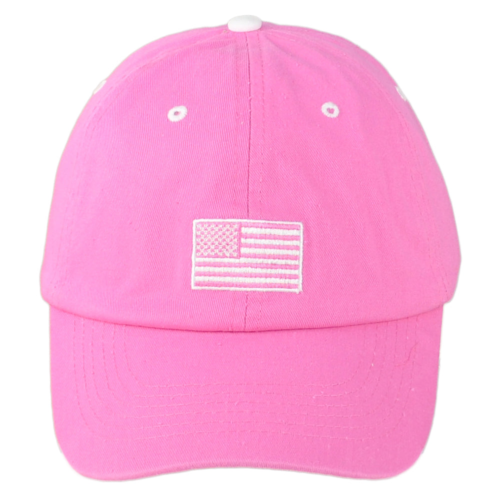 United States USA Flag Relaxed Womens Ladies Pink Curved Bill Adjustable Hat Cap