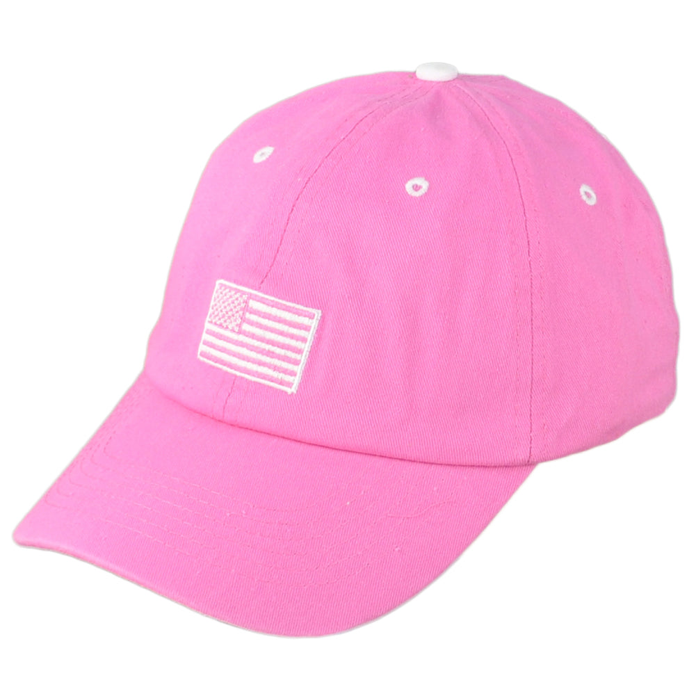 United States USA Flag Relaxed Womens Ladies Pink Curved Bill Adjustable Hat Cap
