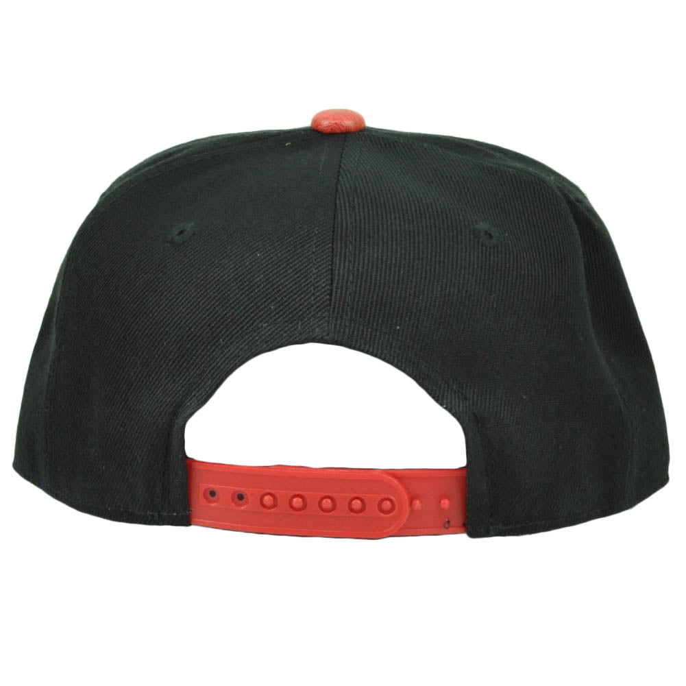 California Republic Cali Bear Flag Ostrich Flat Bill Snapback Black Red Hat Cap