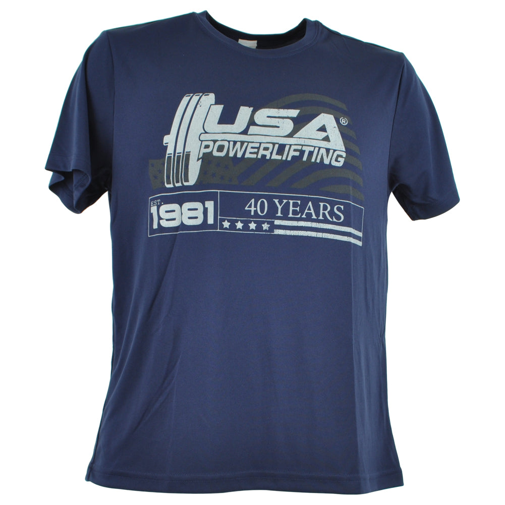 USA Powerlifting Gym Weight Dry Fit Navy Short Sleeve Youth Boy Tshirt Tee