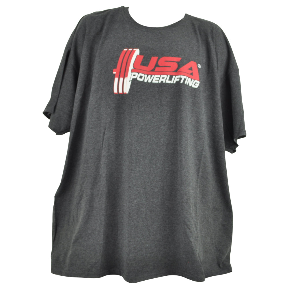 USA Powerlifting Gym Weight Charcoal Crew Neck Short Sleeve Tshirt Tee