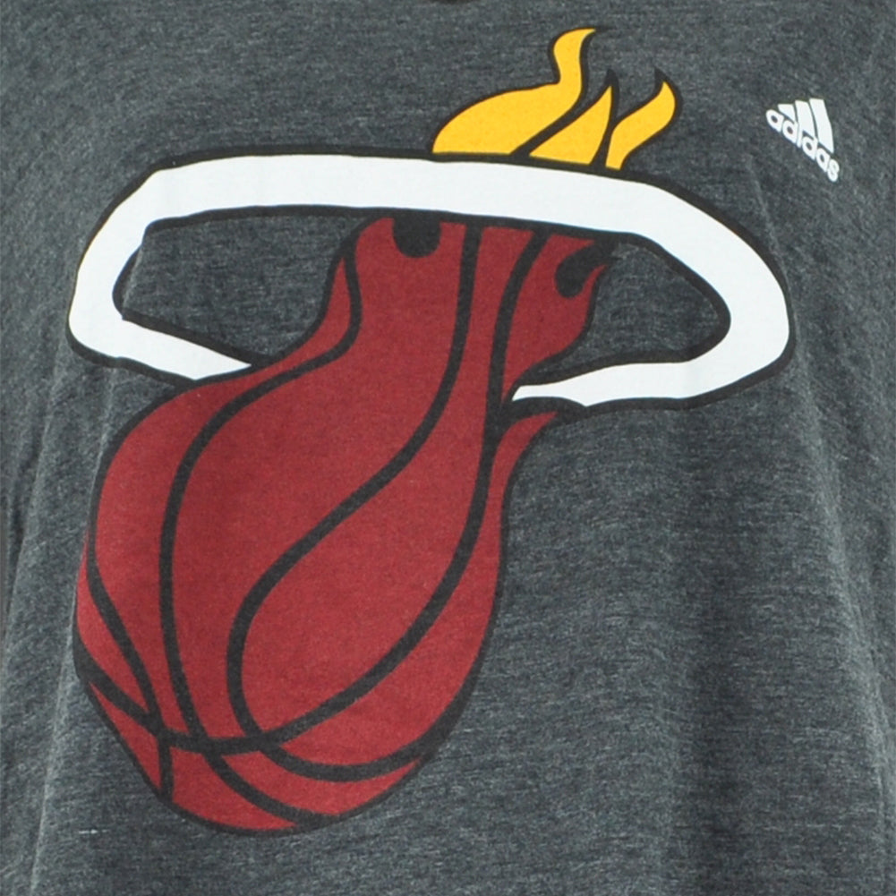 NBA Adidas Miami Heat Long Sleeve Hoodie Womens Ladies Tshirt Dark Gray