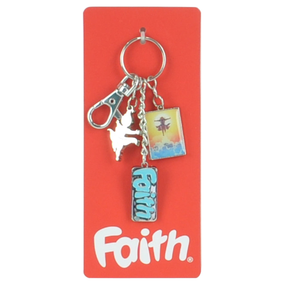 Valiant Faith Herbert Multi Charm Keychain Ring Logo Acrylic Metal Hook Clip