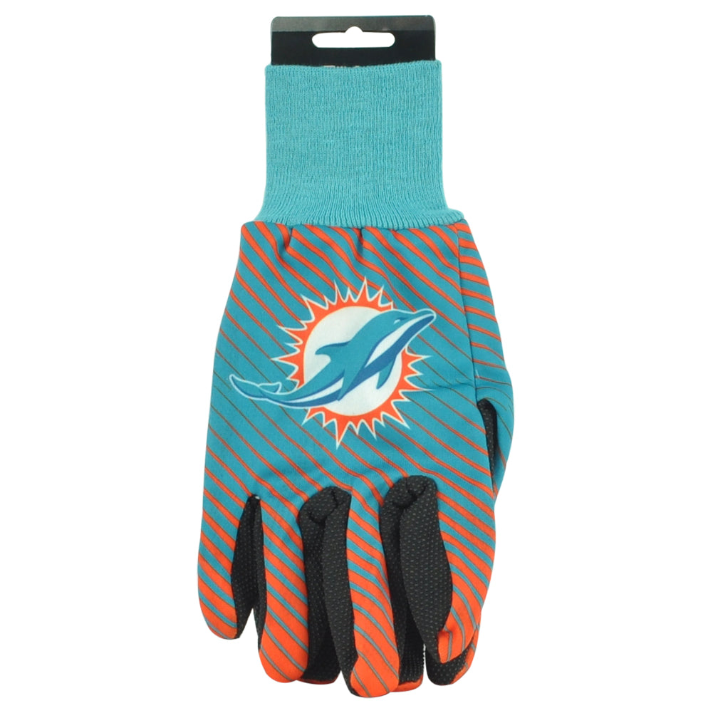 NFL Miami Dolphins Utility Gloves Work One Size Teal Black Textured Palms Unisex