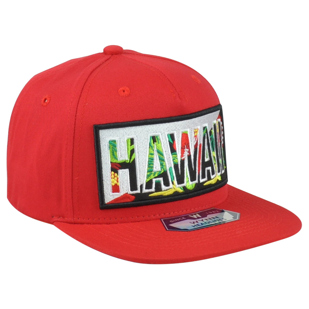Hawaii USA Flowers State Island Aloha Red Flat Bill Adults Snapback Hat Cap