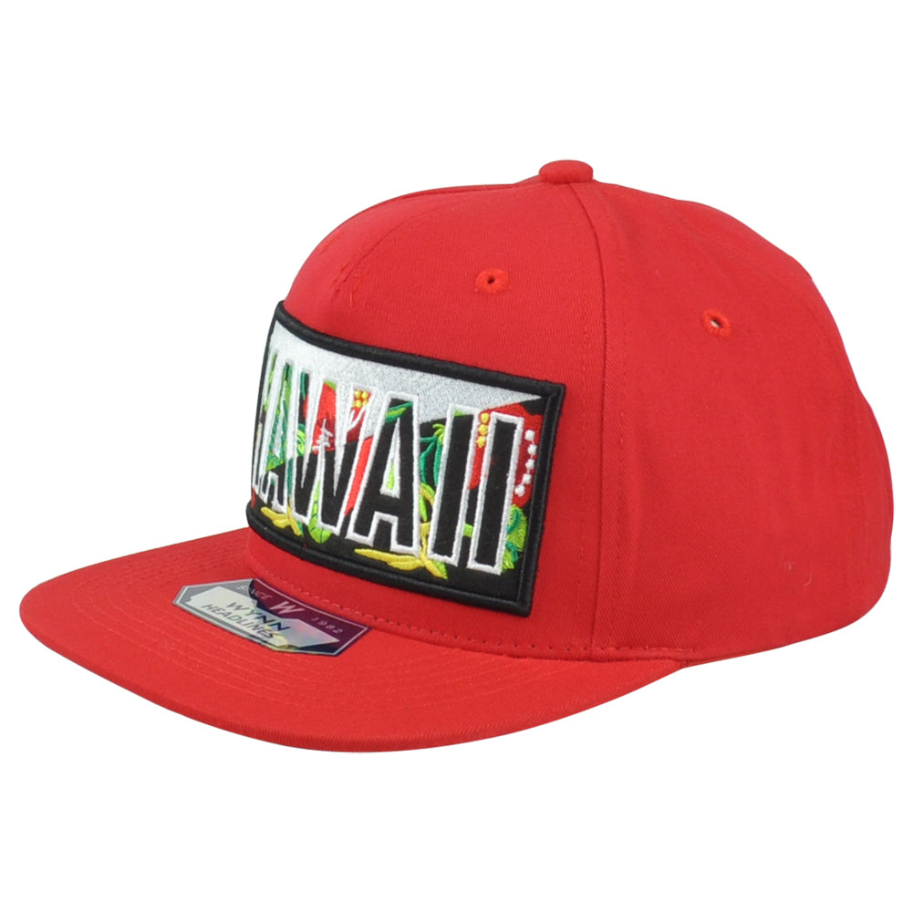 Hawaii USA Flowers State Island Aloha Red Flat Bill Adults Snapback Hat Cap