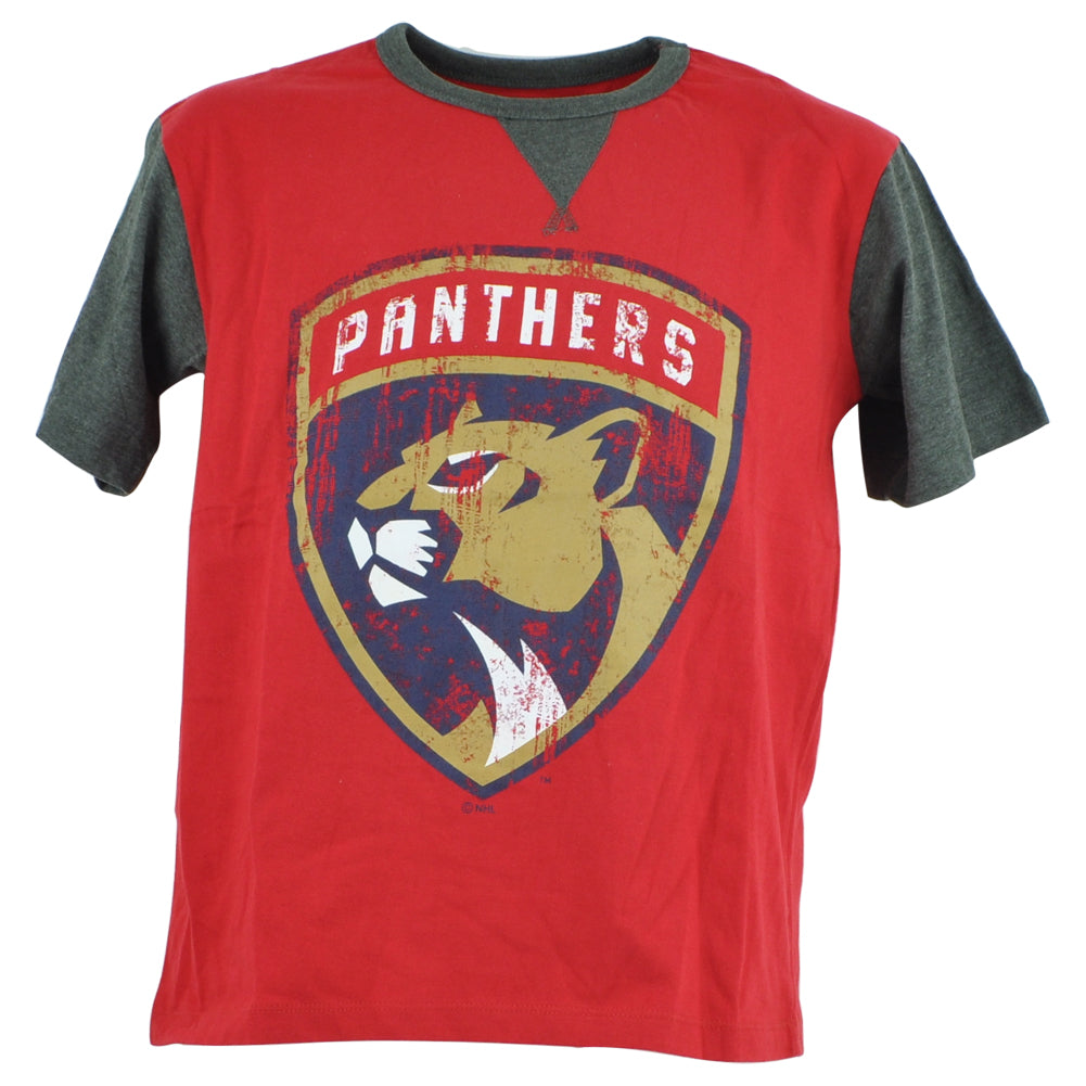 NHL Adidas Florida Panthers Hockey Youth Boys Distressed Faded Tshirt Tee